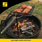 Stromberg Carlson Stake & Grill – Portable Camping Grill Grate for Outdoor Camping, Backpacking, and RV Use, Campfire Cooking Equipment for Fire Pit Cooking, Silver, 15"x22" w/ 36" Long Stake