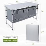JOUYEK Camping Table, Folding Camping Table with Storage, Portable Kitchen Table, Lightweight, 3 Heights Adjustable Camping Furniture for BBQ, Picnic, Camping, Hiking, Beach, and Indoor