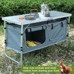 JOUYEK Camping Table, Folding Camping Table with Storage, Portable Kitchen Table, Lightweight, 3 Heights Adjustable Camping Furniture for BBQ, Picnic, Camping, Hiking, Beach, and Indoor