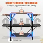VEVOR Camping Kitchen Table, Aluminum Folding Portable Outdoor Cook Station with 4 Iron Side, 2 Shelves & Carrying Bag, Quick Installation for Picnic BBQ Beach Traveling