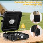 2 Burner Camping Stove, Folding Propane Camp Stove with Portable Carrying Bag, Adjustable High Heat Burners & Piezo Push-Button Instant Ignition, Outdoor Tailgating, Backyard BBQ Camping Essentials