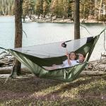 Travel Bird Camping Hammock with Mosquito Net and Ridge Rope, Extra Large for 2 Person, Lightweight Hanging Hammocks Tree Straps, All-in-one Fast Open Hammock for Outside, Hiking, and Travel