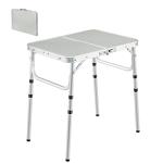 REDCAMP Small Folding Camping Table 2ft, 3 Heights Portable Outdoor Folding Table Aluminum Camp Table Adjustable Height Lightweight for Picnic Cooking Beach