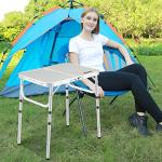 REDCAMP Small Folding Camping Table 2ft, 3 Heights Portable Outdoor Folding Table Aluminum Camp Table Adjustable Height Lightweight for Picnic Cooking Beach