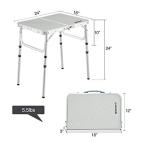 REDCAMP Small Folding Camping Table 2ft, 3 Heights Portable Outdoor Folding Table Aluminum Camp Table Adjustable Height Lightweight for Picnic Cooking Beach