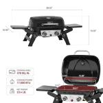 Grills House 2-Burner Portable Propane Gas Grill with Foldable Side Tables and Legs, Outdoor Tabletop Gas Grill with Warming Rack for Travel, Picnic, Tailgate, Camping, Black, GT2005-SC