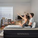 SENNOUL Air Mattress Queen with Built in Pump - 2 Mins Quick Self Inflatable,16"/650lbs Max Blow Up Bed, All Night Stability No Lost Air，No Peculiar Smell for Camping,Home,Guests & Portable Travel