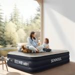 SENNOUL Air Mattress Queen with Built in Pump - 2 Mins Quick Self Inflatable,16"/650lbs Max Blow Up Bed, All Night Stability No Lost Air，No Peculiar Smell for Camping,Home,Guests & Portable Travel