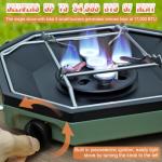 Camping Stove Propane Two Burner, 34000BTU Foldable Camp Stove Gas Propane Burners for Outdoor Cooking, Portable Stoves Gas Burners with Windsheild, Carrying Bag, Grates, Regulator