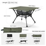 ONETIGRIS Dipper Camping Table, Lightweight Portable Folding Table with Mesh Storage Net, High/Low Options, Ideal for Camping, Hiking, Tailgating, Beach, Picnic, Travel, Backyard