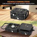 2 Burner Propane Stove Compatible with Propane Cylinders,2 Burner Camp Stove with Griddle and 16000 BTU Adjustable Burners,Portable Camping Stove Propane with Carry Bag and Handle for Camping (Black)