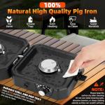 2 Burner Propane Stove Compatible with Propane Cylinders,2 Burner Camp Stove with Griddle and 16000 BTU Adjustable Burners,Portable Camping Stove Propane with Carry Bag and Handle for Camping (Black)