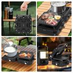 2 Burner Propane Stove Compatible with Propane Cylinders,2 Burner Camp Stove with Griddle and 16000 BTU Adjustable Burners,Portable Camping Stove Propane with Carry Bag and Handle for Camping (Black)