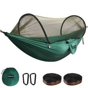 Chihee Ultra-Light Travel Camping Hammock Pop-up Net Hammock 660lbs Load Capacity,Breathable,Quick-Drying Parachute Nylon 2 Premium Carabiners,2 Tree Slings Included for Outdoor Backpacking Hiking