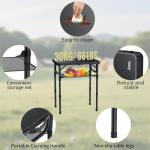 Anbte Folding Camping Table with Storage Net, Pure Black Aluminum 2ft Picnic Table 23.2" x 16" Outdoor Table Adjustable Height Max 27.5", Lightweight, Waterproof, Portable Handle for Travel Cooking