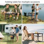 Anbte Folding Camping Table with Storage Net, Pure Black Aluminum 2ft Picnic Table 23.2" x 16" Outdoor Table Adjustable Height Max 27.5", Lightweight, Waterproof, Portable Handle for Travel Cooking