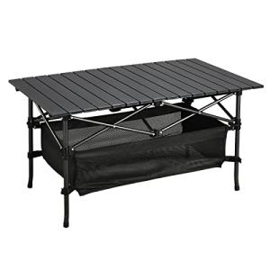 WUROMISE Lightweight Aluminum Folding Camping Table (47” x 21.65” x 26.7”), Portable Roll-Up Design for Outdoor, Camping, Beach, BBQ, Patio, and Picnic, Durable & Waterproof with Carrying Bag