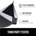 GORILLA GRIP Durable Portable Camping Hammock, Holds 400lbs with Heavy Duty Tree Straps, Comfortable Travel Swing, Camp Hammocks, Easy to Use and Install, Outdoor Essentials, Blue, 9x4.5 FT