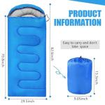 Camping Sleeping Bags for Adults Kids Waterproof Lightweight Sleeping Bag for Cold Weather or Warm Backpacking Hiking Mountaineering Indoor Outdoor Use (Blue)