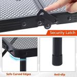 JOUYEK Folding Grill Table, 3x2 FT Portable Camping Table, Height Adjustable Metal Tables with Mesh Desktop and Mesh Bag, Outdoor Furniture for Camping, Picnic, Beach and BBQ, Black