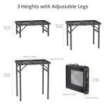 Anbte Folding Grill Table, Aluminum Camping Table Adjustable Height Max 27.5" Picnic Table Outdoor Table, Lightweight, Portable Handle for Travel Cooking BBQ Picnic, 22.8" x 16", Black
