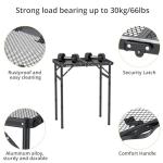 Anbte Folding Grill Table, Aluminum Camping Table Adjustable Height Max 27.5" Picnic Table Outdoor Table, Lightweight, Portable Handle for Travel Cooking BBQ Picnic, 22.8" x 16", Black
