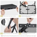 Anbte Folding Grill Table, Aluminum Camping Table Adjustable Height Max 27.5" Picnic Table Outdoor Table, Lightweight, Portable Handle for Travel Cooking BBQ Picnic, 22.8" x 16", Black