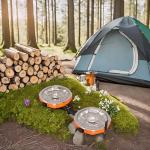 Cofiyard 20,000 BTUs 2 Burner Propane Camping Stove, Portable Folding Camp Stove with Adjustable Burners, Regulator and Carrying Bag, Dual Gas Stoves Easy Carrying Handle for Tailgating, Camping, BBQ