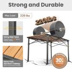 Large 46.4" Camping Table for 2-6 People - 220lbs Capacity Heavy Duty Foldable Outdoor Table with Aluminum Roll-Up Top & Carry Bag, Portable Picnic Desk for BBQ, Tailgating, Backyard (Natural)