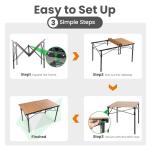 Large 46.4" Camping Table for 2-6 People - 220lbs Capacity Heavy Duty Foldable Outdoor Table with Aluminum Roll-Up Top & Carry Bag, Portable Picnic Desk for BBQ, Tailgating, Backyard (Natural)