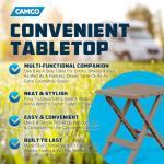 Camco Adirondack Portable Outdoor Camping Small Weatherproof Rustproof Durable Plastic Folding Side Table for Indoor and Outdoor Use, 2 Pack, Taupe