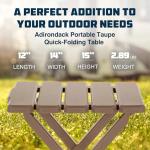 Camco Adirondack Portable Outdoor Camping Small Weatherproof Rustproof Durable Plastic Folding Side Table for Indoor and Outdoor Use, 2 Pack, Taupe