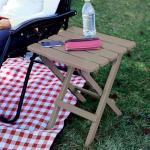 Camco Adirondack Portable Outdoor Camping Small Weatherproof Rustproof Durable Plastic Folding Side Table for Indoor and Outdoor Use, 2 Pack, Taupe