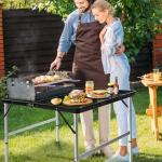 jkwokback 3ft x 2ft Grill Table Portable Camping Table, Waterproof Black Folding Table with Adjustable Height Camping Table,Folding Camp Table for BBQ,Camping, Outdoor Sports, Beaches and Picnics