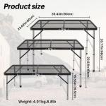jkwokback 3ft x 2ft Grill Table Portable Camping Table, Waterproof Black Folding Table with Adjustable Height Camping Table,Folding Camp Table for BBQ,Camping, Outdoor Sports, Beaches and Picnics