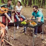 jkwokback 3ft x 2ft Grill Table Portable Camping Table, Waterproof Black Folding Table with Adjustable Height Camping Table,Folding Camp Table for BBQ,Camping, Outdoor Sports, Beaches and Picnics