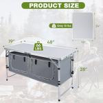 Pnbfhn Outdoor Folding Camping Table with Storage Organizer, Portable Aluminum Composite Panel Lightweight Table, 3 Adjustable Height, for Indoor, BBQ, Party, Picnic, Hiking, Beach