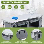 Pnbfhn Outdoor Folding Camping Table with Storage Organizer, Portable Aluminum Composite Panel Lightweight Table, 3 Adjustable Height, for Indoor, BBQ, Party, Picnic, Hiking, Beach