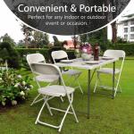 4 Feet Foldable Table Adjustable Height with Built in Handle, Steel Legs | Heavy Duty Portable | Perfect for Party, Dining, Wedding, Events, Picnic Indoor, Outdoor, Camping, Utility, Folding