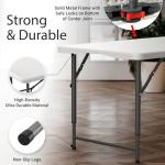 4 Feet Foldable Table Adjustable Height with Built in Handle, Steel Legs | Heavy Duty Portable | Perfect for Party, Dining, Wedding, Events, Picnic Indoor, Outdoor, Camping, Utility, Folding