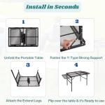 Folding Table w/ Carry Bag, Paper Towel Holder, Garbage Holder, Wing Panels, 3x2 FT Foldable Table for Portable Grill, Picnic, Outdoor, Beach, Small Folding Table Adjustable Height,Camping Table, BBQ