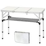 Folding Camping Table, 35''L x16''W Camp Aluminum Table with Adjustable Height Legs, Indoor Outdoor Lightweight Portable Folding Dining Table for Camp Picnic Beach Cooking 3Ft（3 Heights 10"/20"/27"）