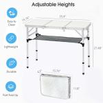 Folding Camping Table, 35''L x16''W Camp Aluminum Table with Adjustable Height Legs, Indoor Outdoor Lightweight Portable Folding Dining Table for Camp Picnic Beach Cooking 3Ft（3 Heights 10"/20"/27"）