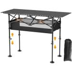 JWPEHOE Height Adjustable Camping Table, Outdoor Folding Camping Table with Mesh Storage/Carrying Bag, Portable Aluminum Roll-up Table for Camping, Party, Backyard, BBQ