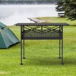 JWPEHOE Height Adjustable Camping Table, Outdoor Folding Camping Table with Mesh Storage/Carrying Bag, Portable Aluminum Roll-up Table for Camping, Party, Backyard, BBQ