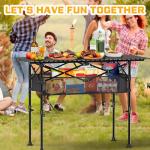 JWPEHOE Height Adjustable Camping Table, Outdoor Folding Camping Table with Mesh Storage/Carrying Bag, Portable Aluminum Roll-up Table for Camping, Party, Backyard, BBQ