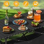 JWPEHOE Height Adjustable Camping Table, Outdoor Folding Camping Table with Mesh Storage/Carrying Bag, Portable Aluminum Roll-up Table for Camping, Party, Backyard, BBQ