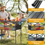 JWPEHOE Height Adjustable Camping Table, Outdoor Folding Camping Table with Mesh Storage/Carrying Bag, Portable Aluminum Roll-up Table for Camping, Party, Backyard, BBQ