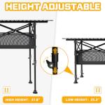 JWPEHOE Height Adjustable Camping Table, Outdoor Folding Camping Table with Mesh Storage/Carrying Bag, Portable Aluminum Roll-up Table for Camping, Party, Backyard, BBQ