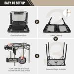 REDCAMP Small Folding Grill Table for Outside, 3 Heights Adjustable Lightweight Portable Metal Aluminum Outdoor Grill Table for Camping Picnic Cooking BBQ, Black 24x16 inches